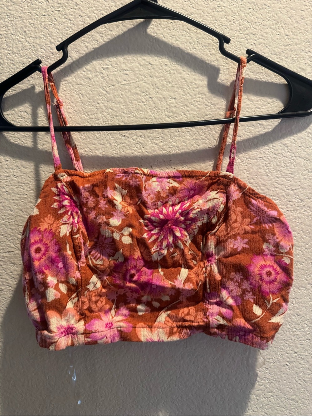 Floral Rust & Pink Cropped Cami Top
